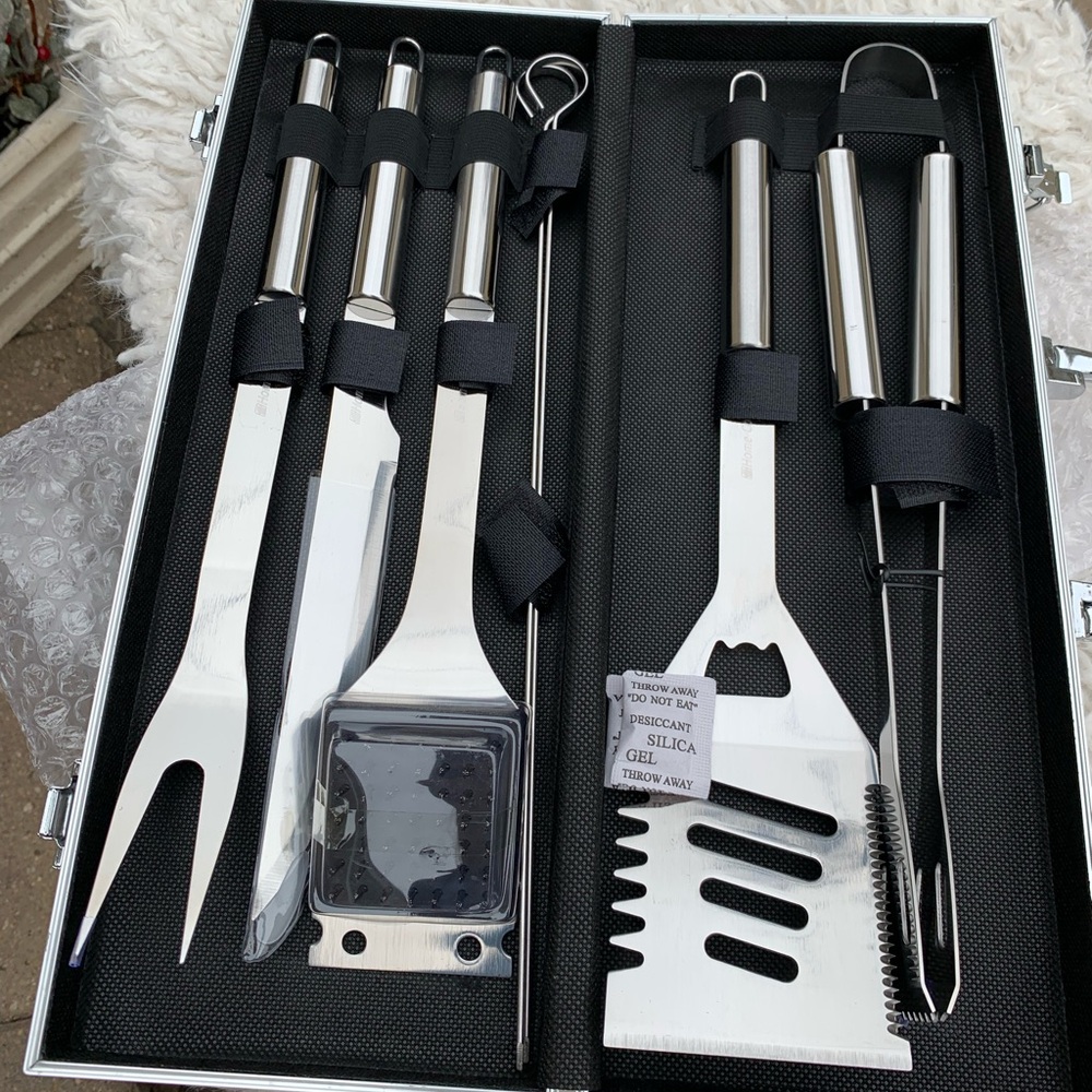 Home-Complete Stainless Steel 7 Piece BBQ Grill Set W/Aluminum Case